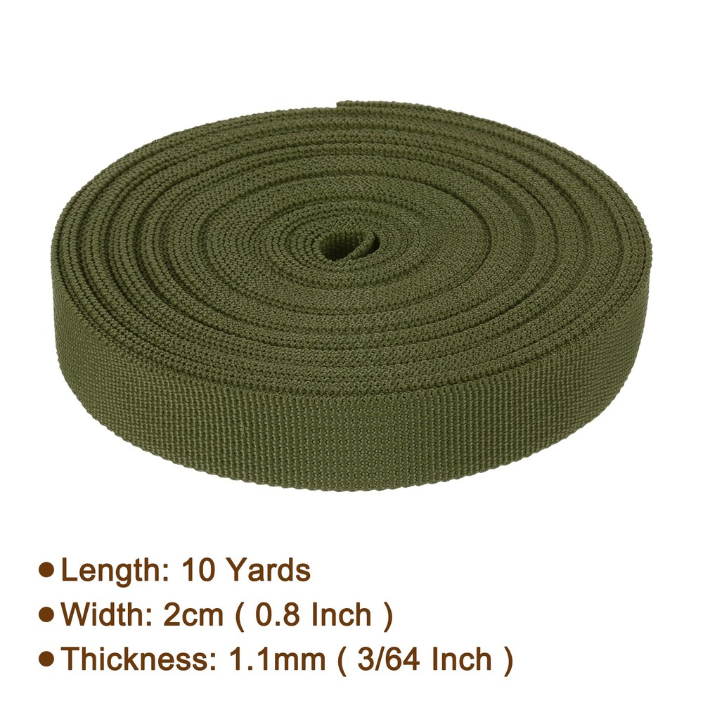 Nylon Webbing Strap 10 Yards 7/8" Polypropylene Lightweight Strap Deep Green