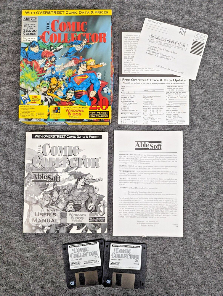 The Comic Collector 2.0 PC Price Guide Software (1994) - AbleSoft Inc. - EUC