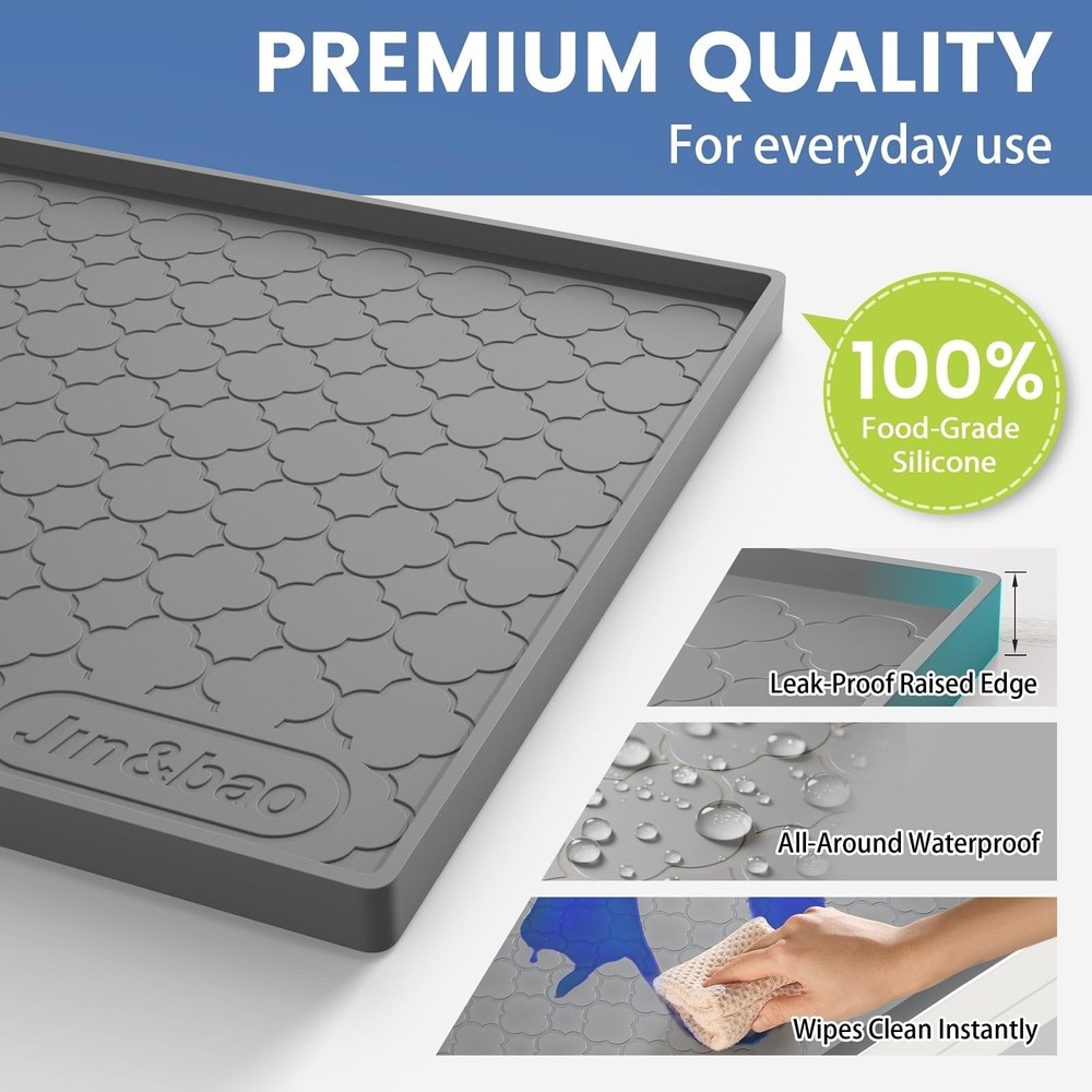 Waterproof Under Sink Mat 34" x 22", Thick Silicone Mat Cabinet Protector for...