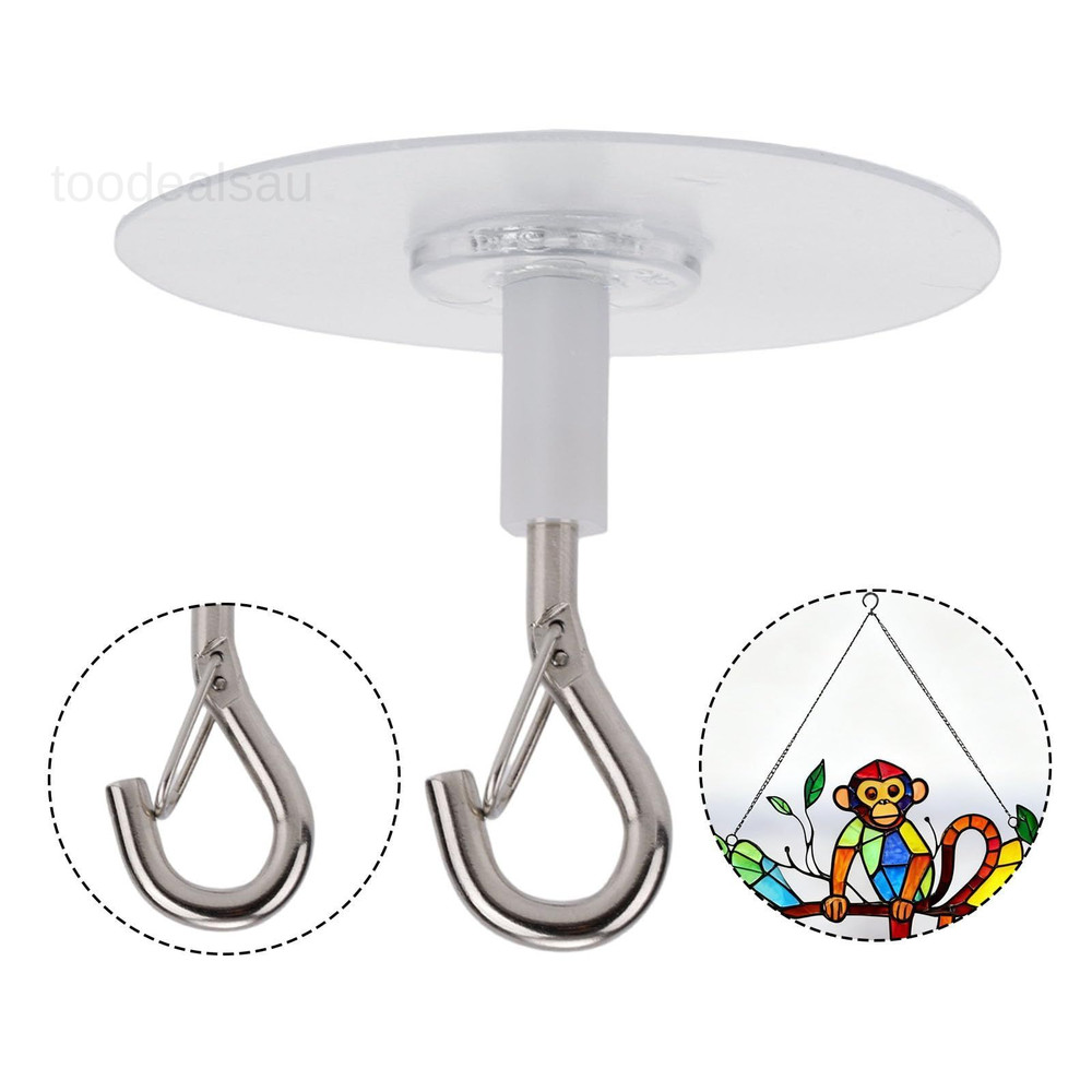 5pcs Strong Self Adhesive Ceiling Hooks, Heavy transparent, silver