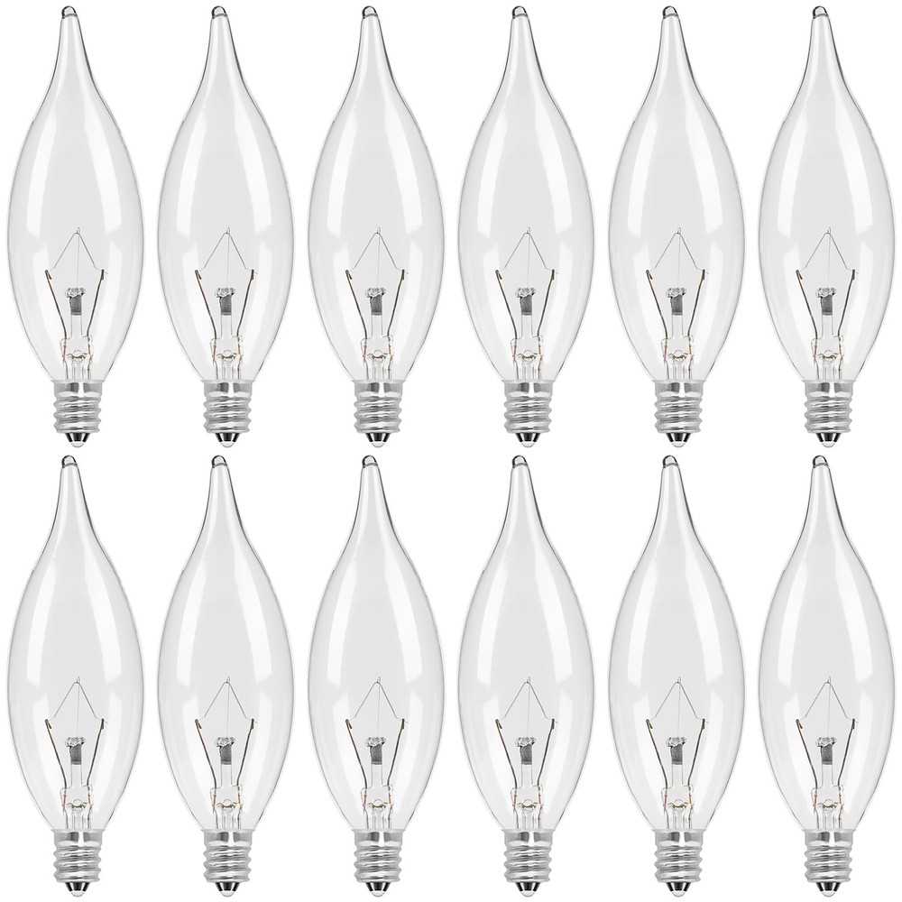 12-Pack E12 Candle Bulbs 40W Warm and White Dimmable Chandelier Light CA10 Bulbs