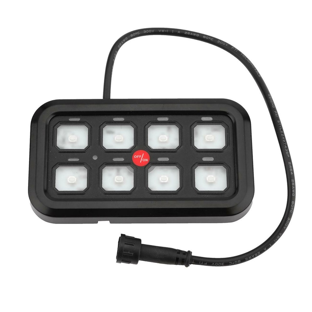UTV 8 Gang 1200W LED Work Lights Relay Control Switch Panel Toggle Blue Backlit