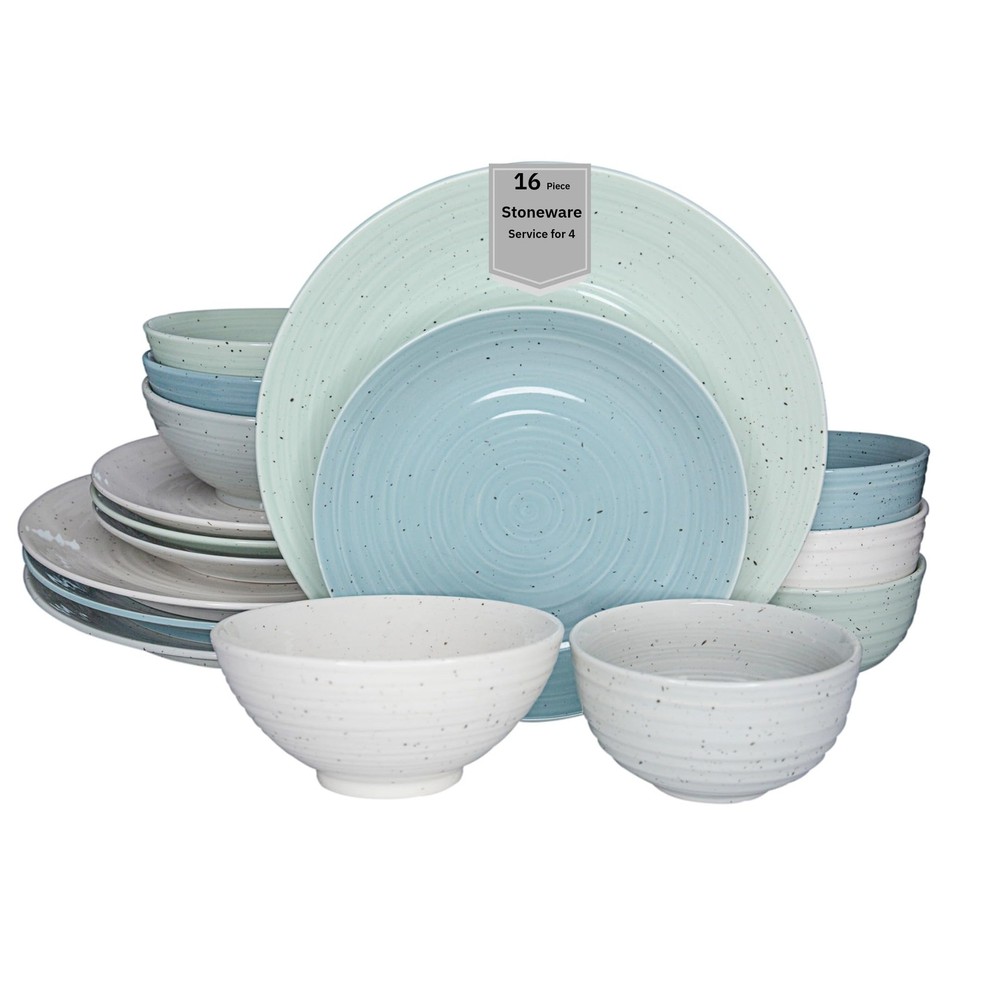 Sango Siterra Artist's Blend 16-Piece Stoneware Dinnerware Set  Kitchen