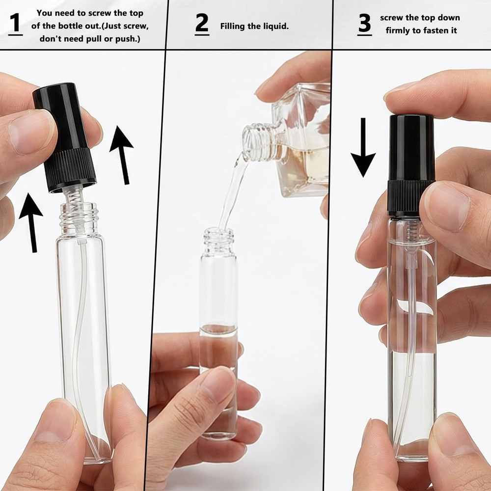 8 Pcs Mini Perfume Travel Bottle, 10ml Refillable Glass Atomizer,...