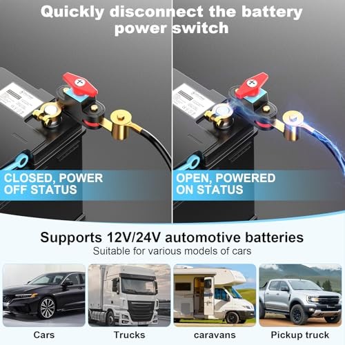 Battery Disconnect Switch, Heavy Duty Battery Shut Off Switch, Can Rotate 2