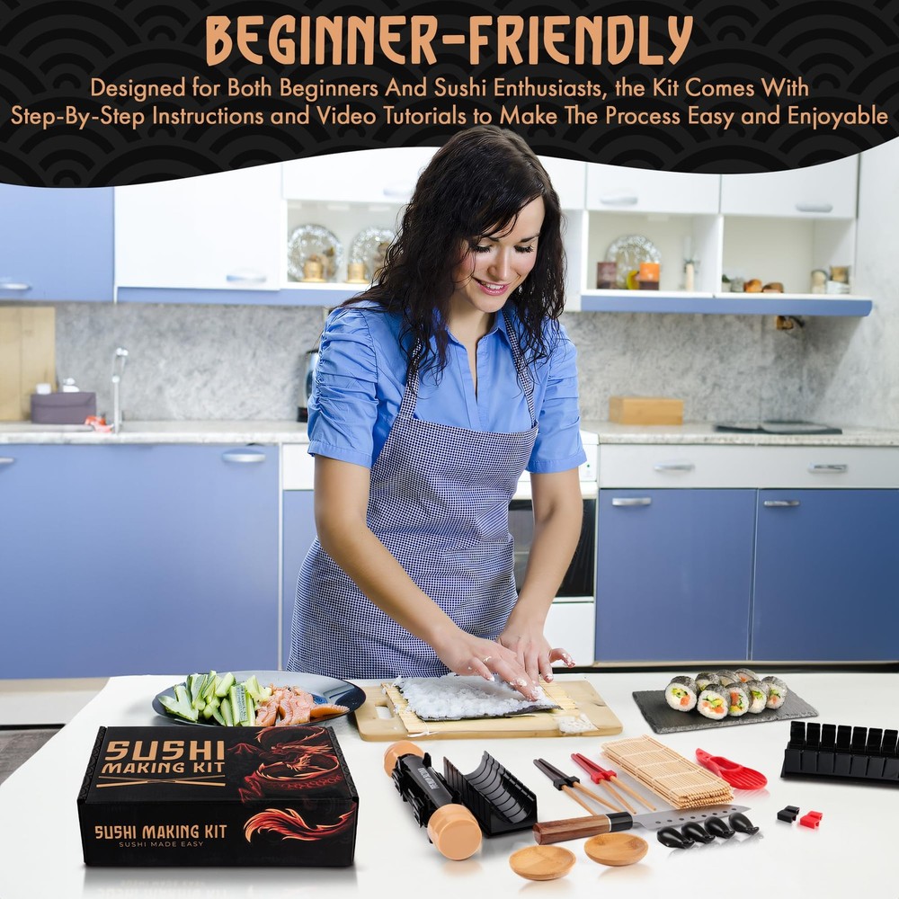 30 Pcs Sushi Making Kit – Bazooka Maker Kit, Black