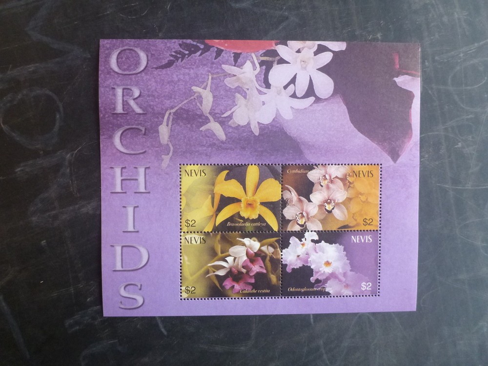 2003 NEVIS ORCHIDS 4 STAMP MINI SHEET MNH
