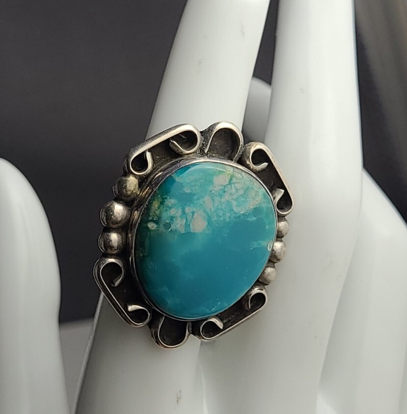 Size 6.5 Sterling Silver Navajo Turquoise Ring