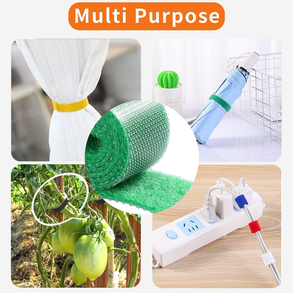 32FT Reusable Fastening Tape Cable Ties Double-Sided Hook-And-Loop Cable Mana...