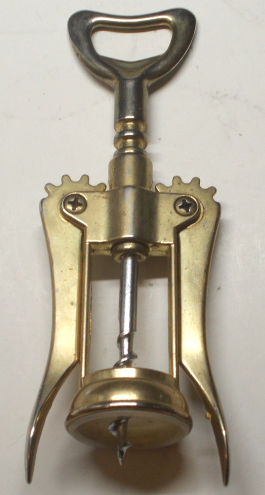 Vintage Brass Wine Cork Puller Winged from Italy