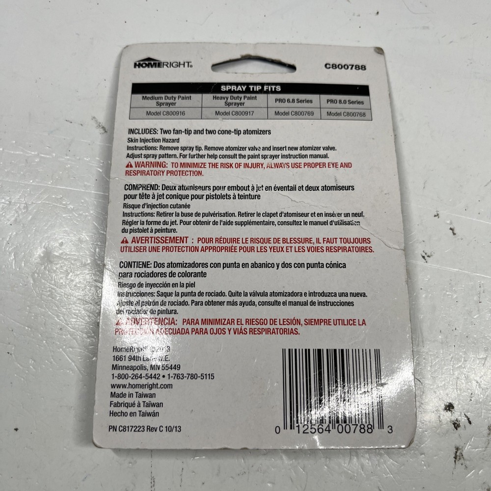 4 Pack Atomizer Valves HomeRight Paint Sprayers Fan & Cone C800788