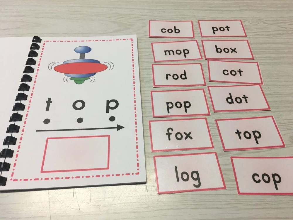 Interactive Learning Books for Children - Short “o” book - w/ 12 Laminated Cards