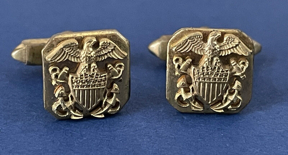 RARE Span Am War / WWI US Navy Officer Uniform Cufflinks Left Facing Eagle