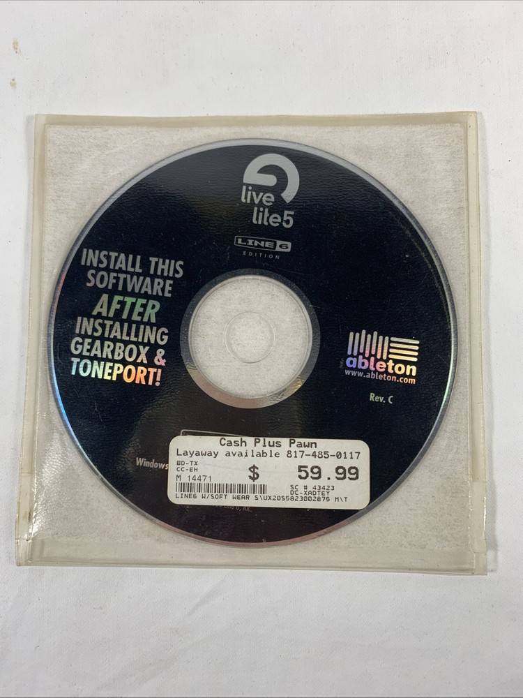 Live Lite 5, Line 6 Edition Software for Windoes XP w SP2, Windows 2000 w SP4