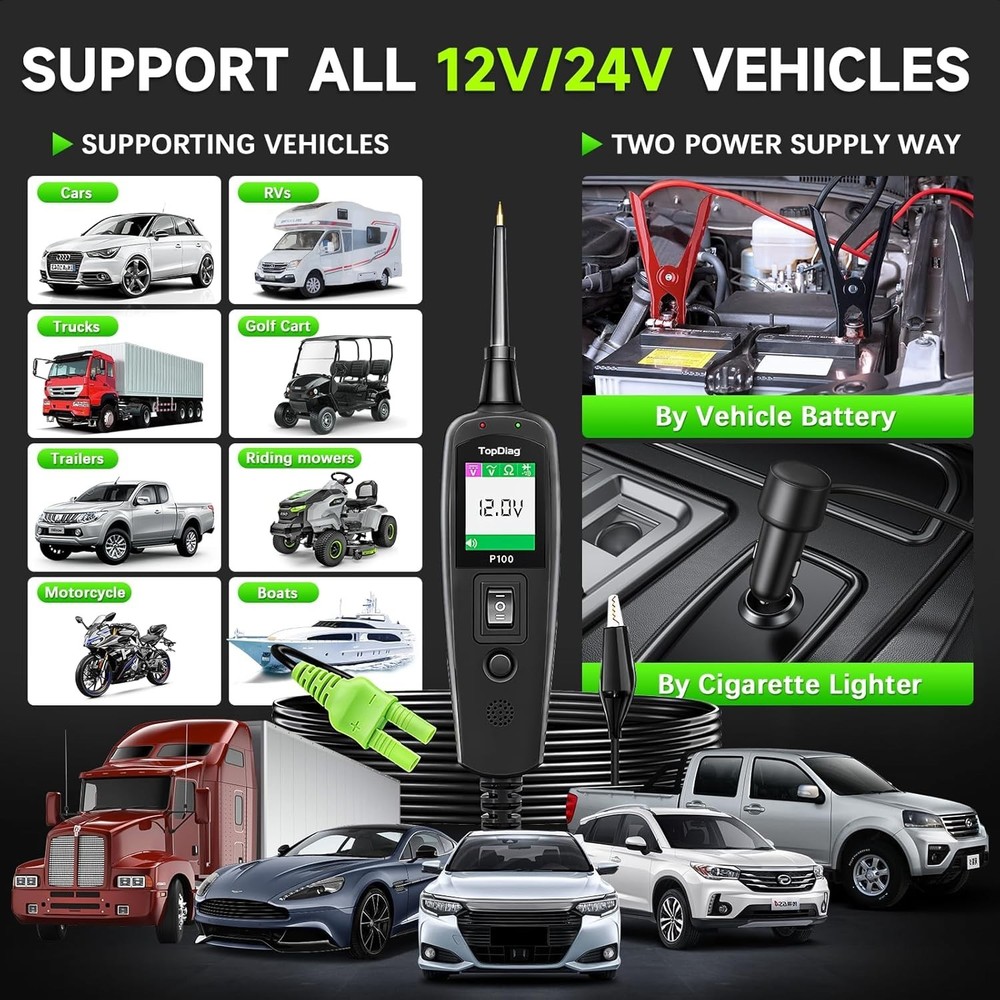 40FT Automotive Circuit Tester with Flashlight - Efficient Car Diagnostic Tool