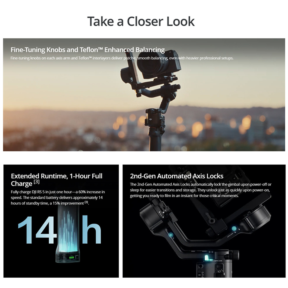 DJI RS 5 Combo Gimbal Kit – Tracking, Fast Charge, Case, Handle, All Accessories