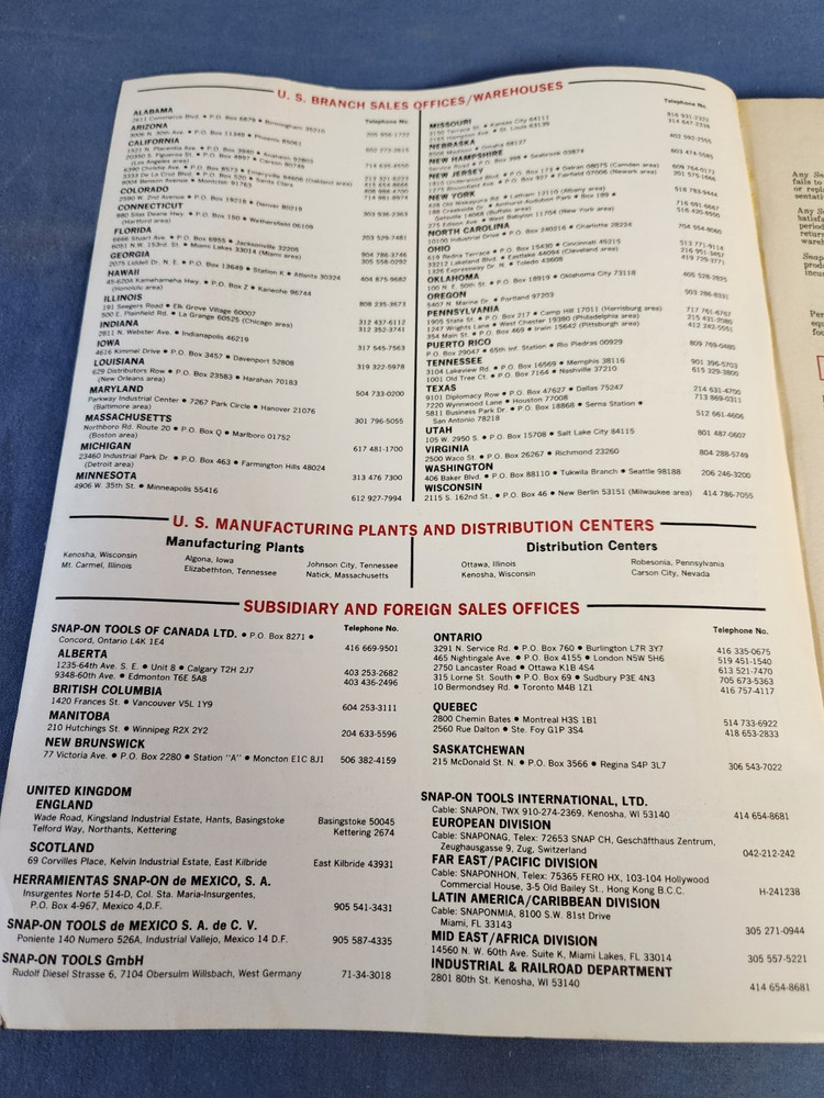 Vintage March 1979 Snap On Tools Catalog