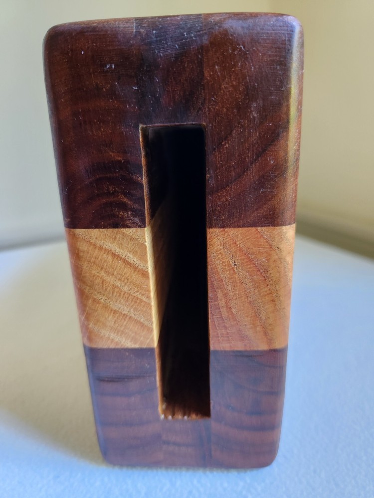 Hand Crafted Solid Wood Vase Walnut Oak Rectangle 8 1/4"