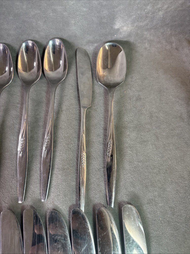 Prudential Stainless “Wheat Sprig” Design Flatware Japan 52 Piece Set