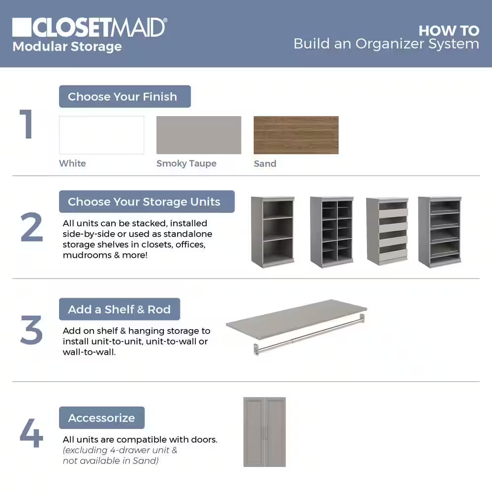 21 In. W Smoky Taupe Modular Storage Solid 2-Door Kit