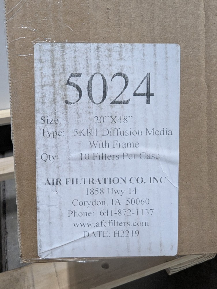 AFC-5024 20X48 INTAKE PAINT BOOTH FILTER - 5KR1 Diffusion Media with Frame