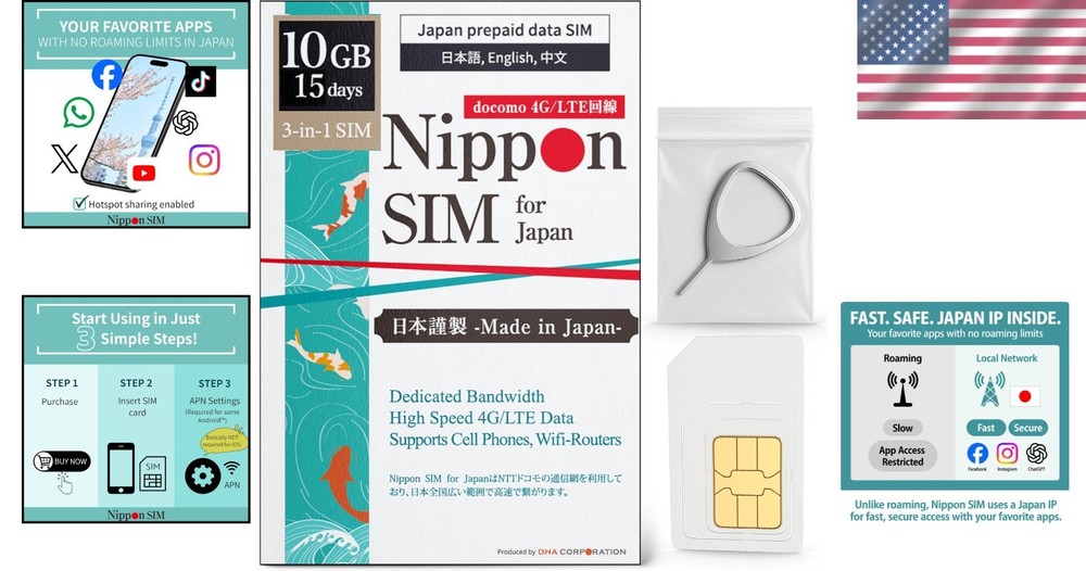 Japan SIM Card 10GB Data | Docomo Network | 15 Days