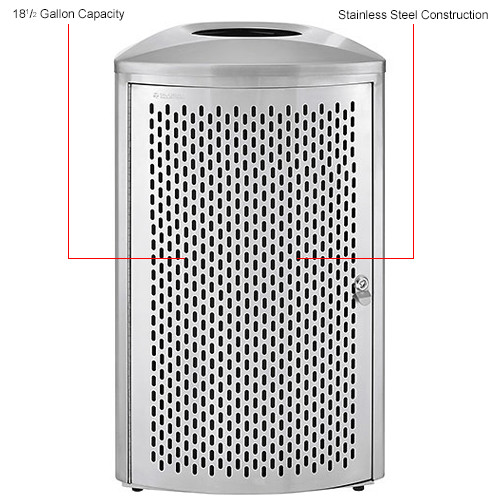Triangular Trash Can 18-1/2 Gallon Brushed Stainless Steel