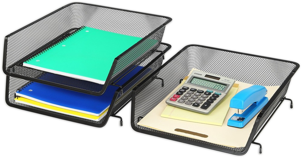 Stackable Desk File Document Letter Tray Organizer, 3 Packs, Black