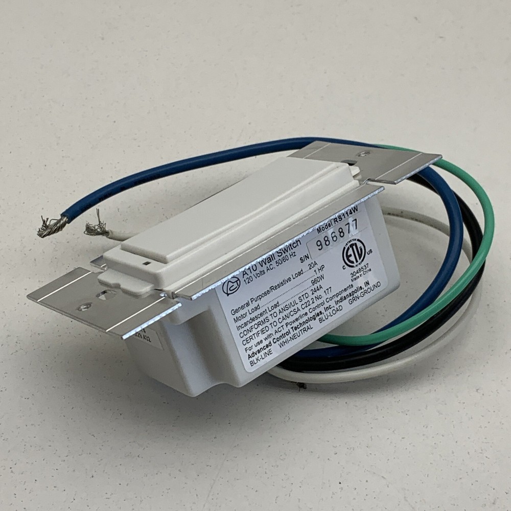 Advanced Control Technologies RS114W A10 Wall Light Switch 20A 960W 120V White