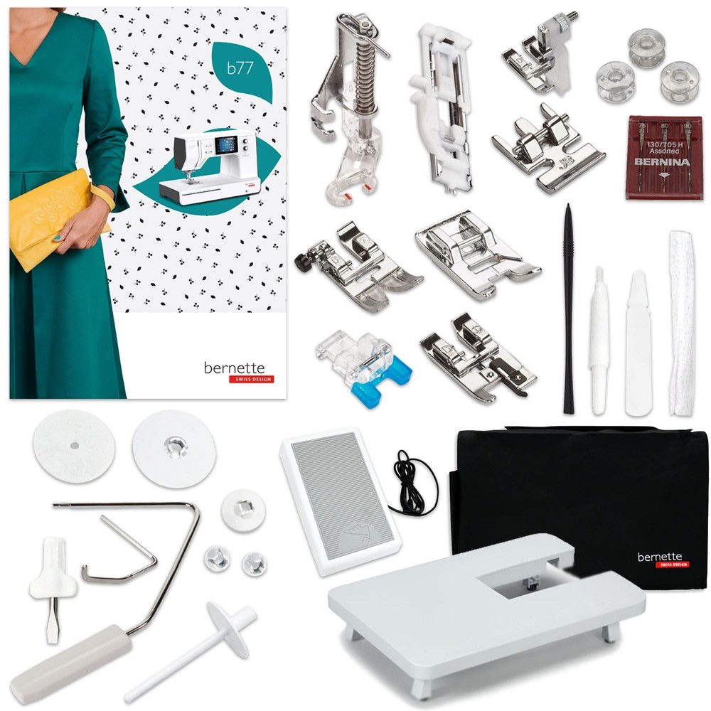Bernette B77 Deco Sewing & Quilting Machine Bundle with 100 Thread Spools