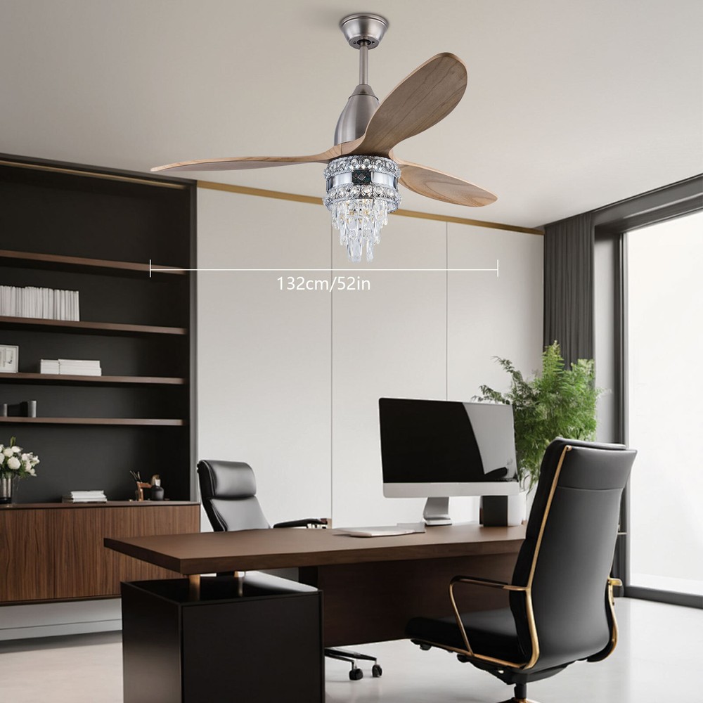 52-Inch 3-Blade Indoor Remote Control Ceiling Fan with LED Light