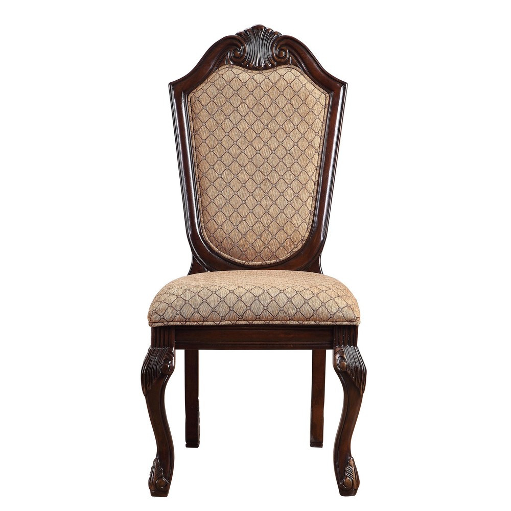 Beige and Espresso Solid Back Side Chairs