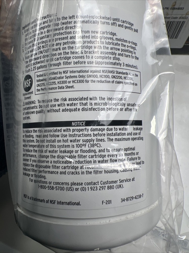 2 Pack InSinkErator F-201R Replacement Water Filter Cartridges