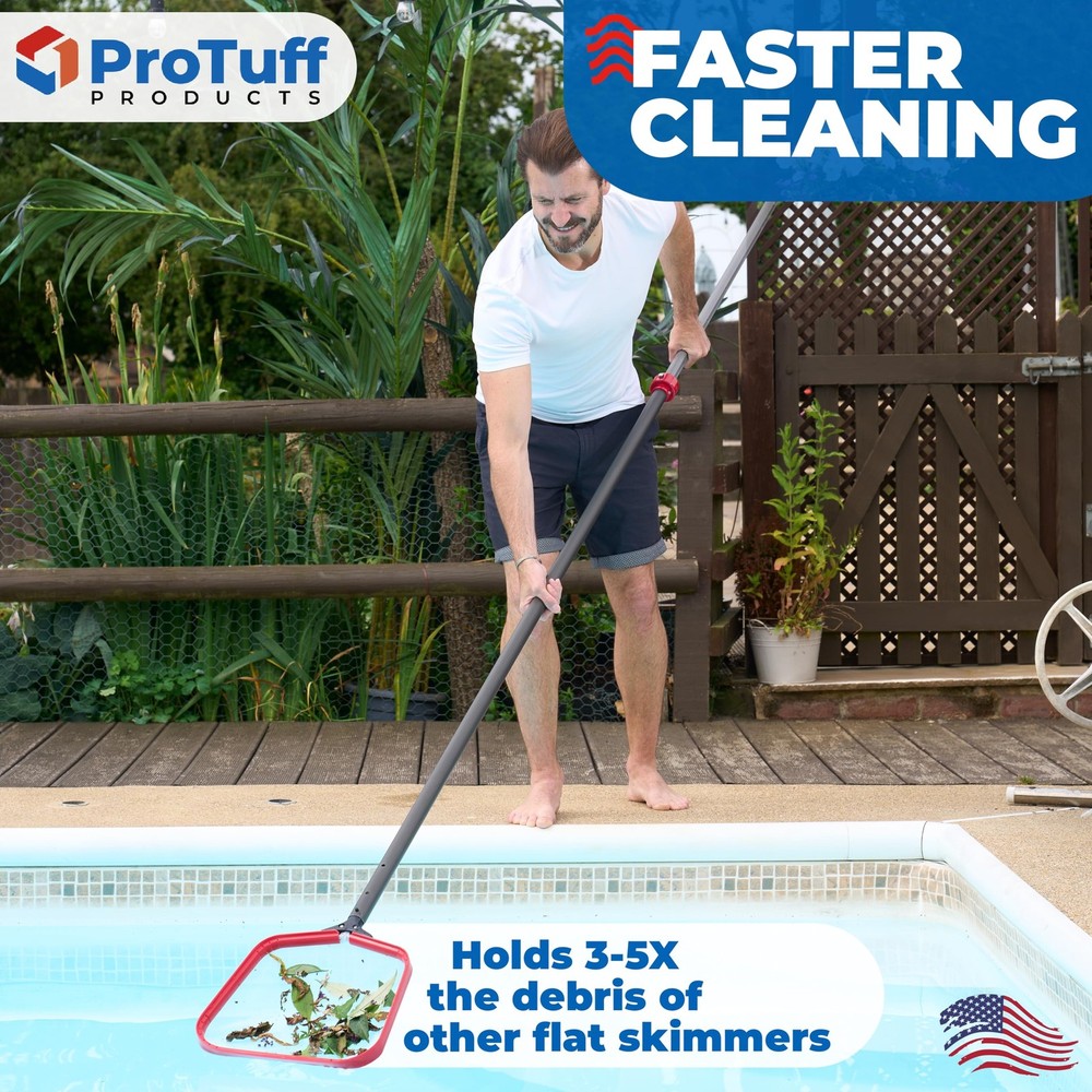 ProTuff Flat Pool Skimmer Net – 2 Year Unconditional Free Replacement – Heavy...