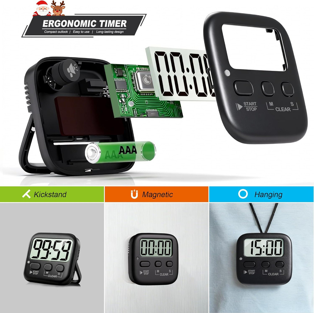 2 Pack Digital Kitchen Timer Magnetic Countdown Cooking Classroom Study Oven