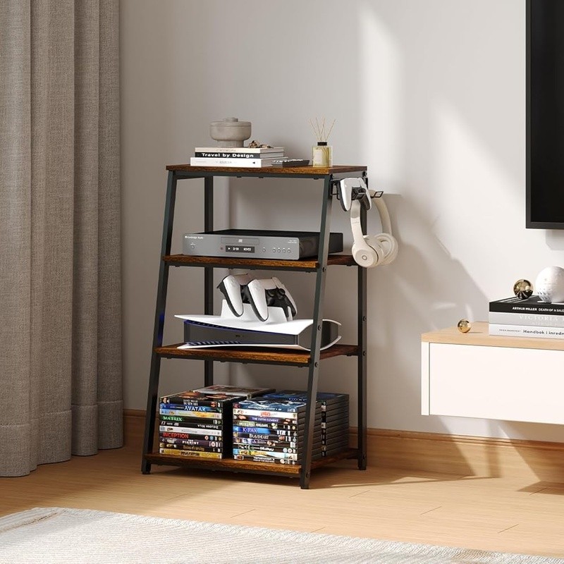 Durable Audio Visual Stand Adjustable Media Shelf Storage Console Equipment New