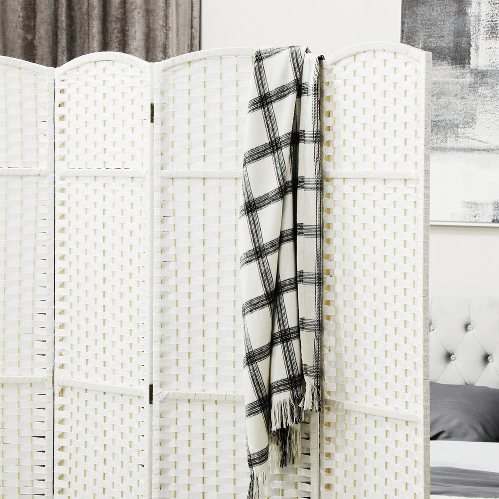 8 Panel Room Divider Freestanding Folding Privacy Screen White