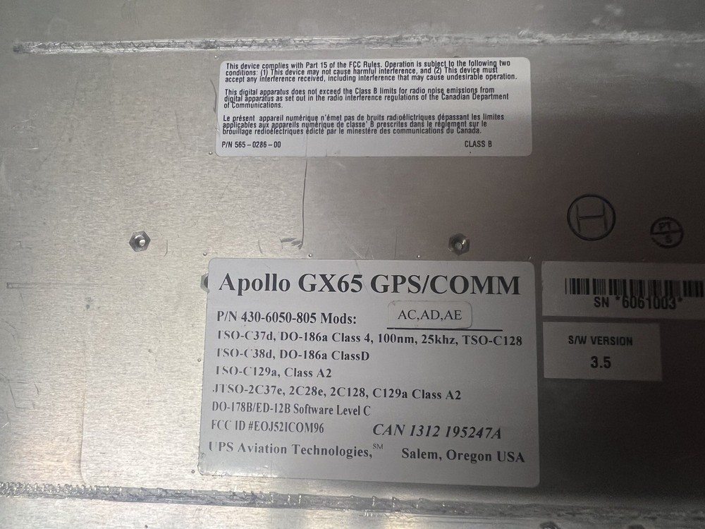 Apollo Aircraft GPS/Com GX65