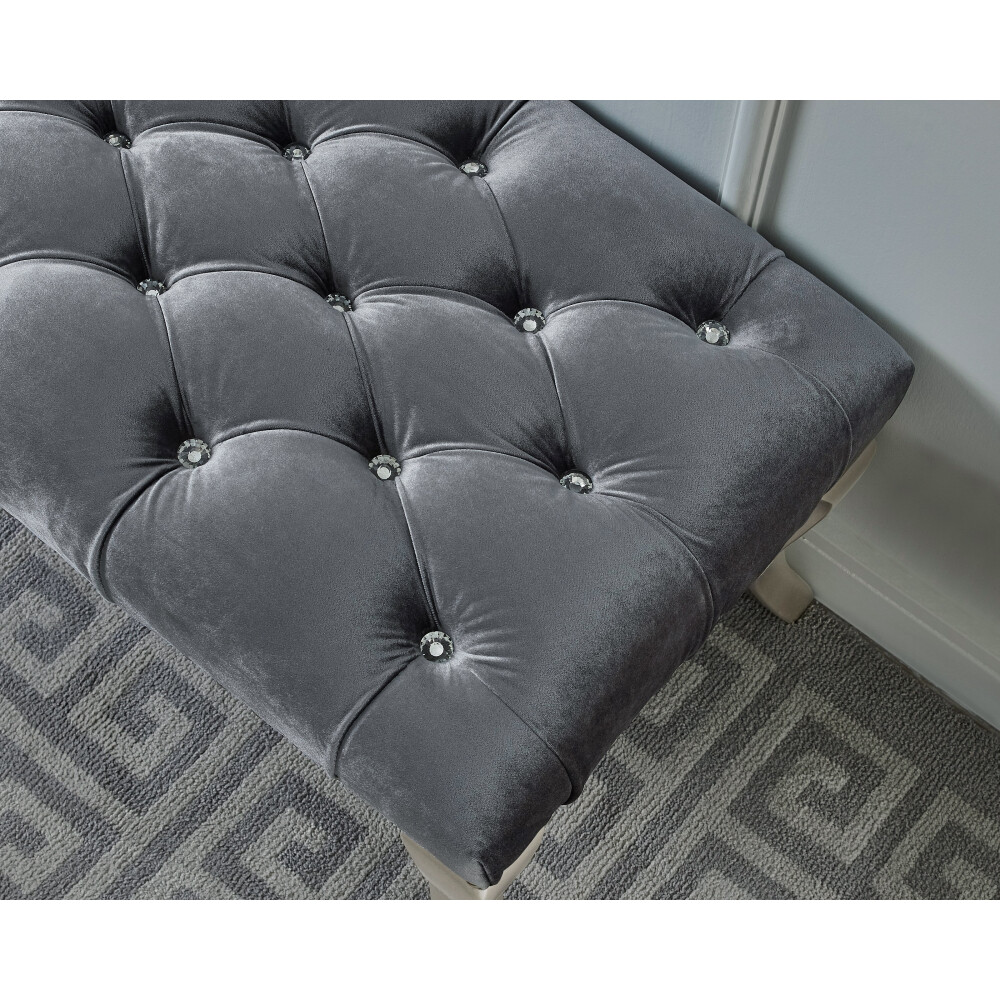 Decorative Tufted Fabric Upholstered Bench with Nailhead Trim