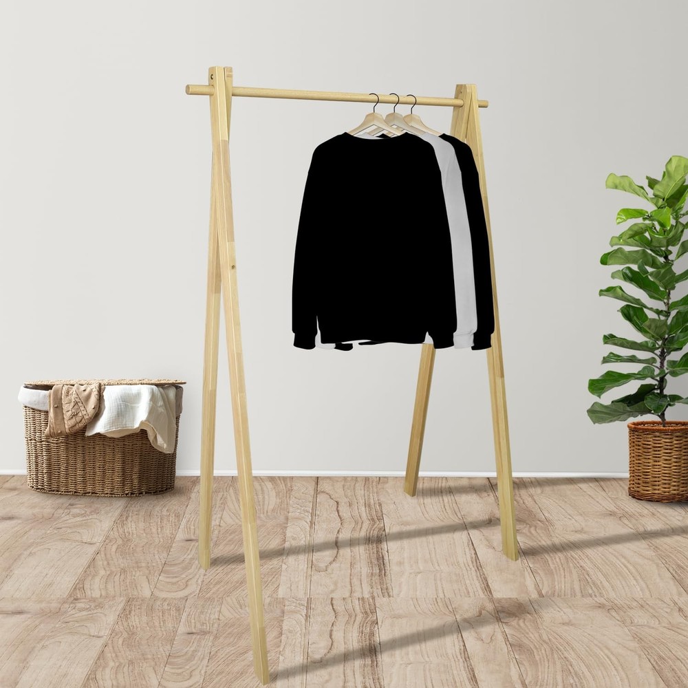 Solid Wood Collapsible Garment Rack - No Tool Assembly, Aesthetic Design