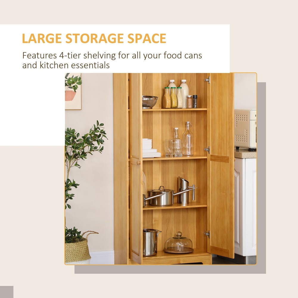 67" Pinewood Kitchen Pantry Storage Cabinet