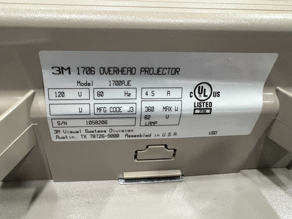 3M Overhead Projector 1706 Model 1700AJE
