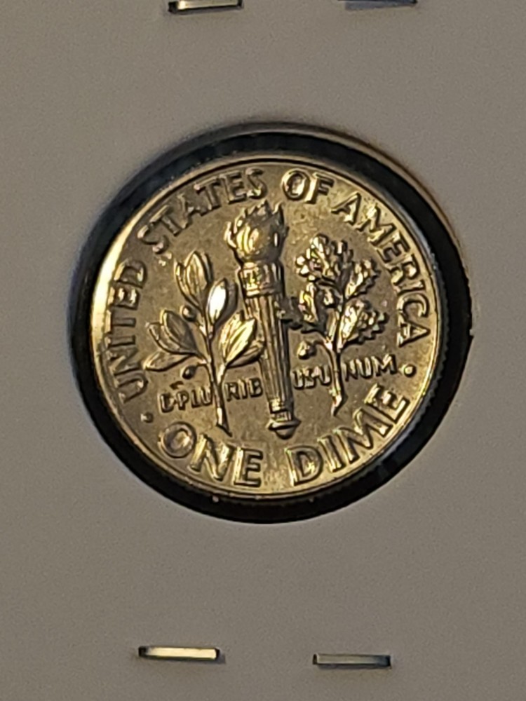 2017 D Roosevelt Dime. BU = Brilliant Uncirculated.