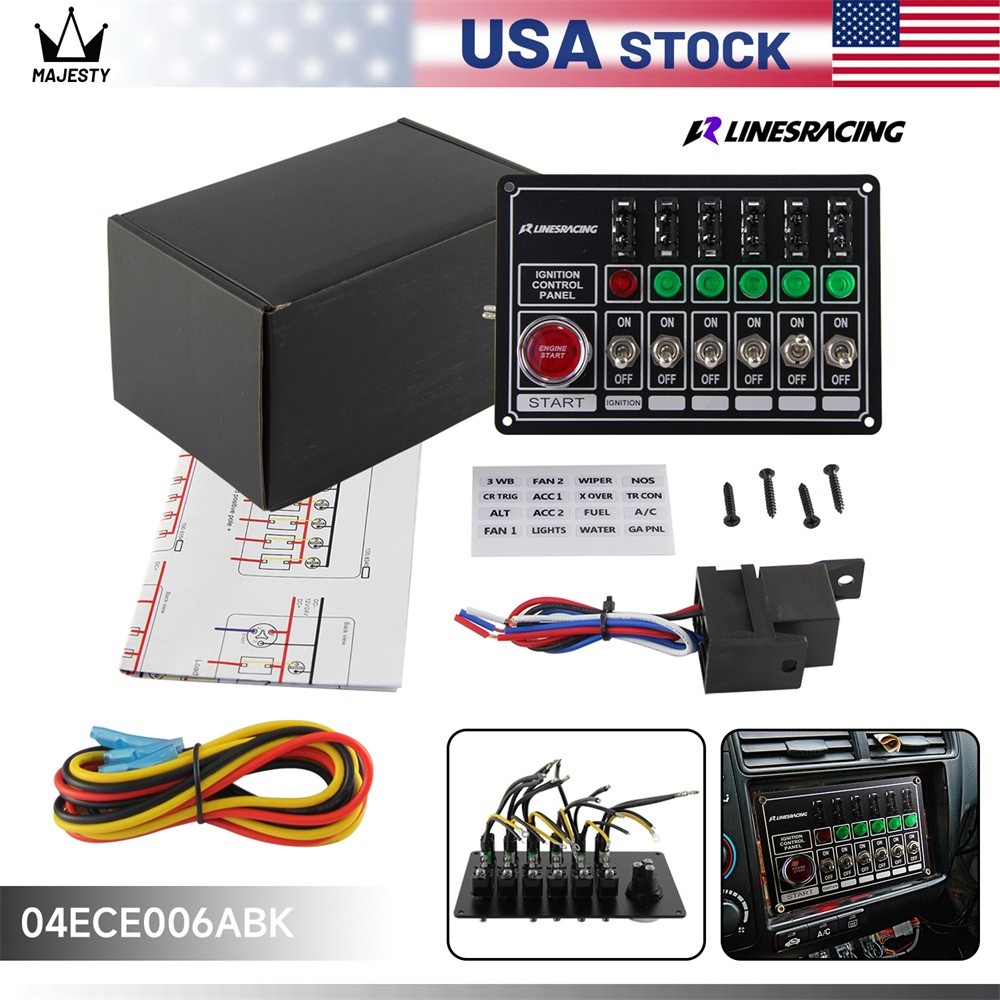 Racing Switch Panel Race Ignition Accessory Engine Start 6 Switch Lights Fused