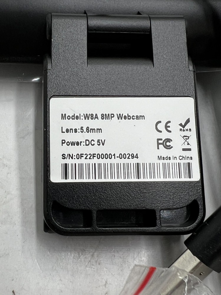 Webcam Black Pro Streaming Web Camera, W8A 8MP Webcam, 5.6mm, DC 5V