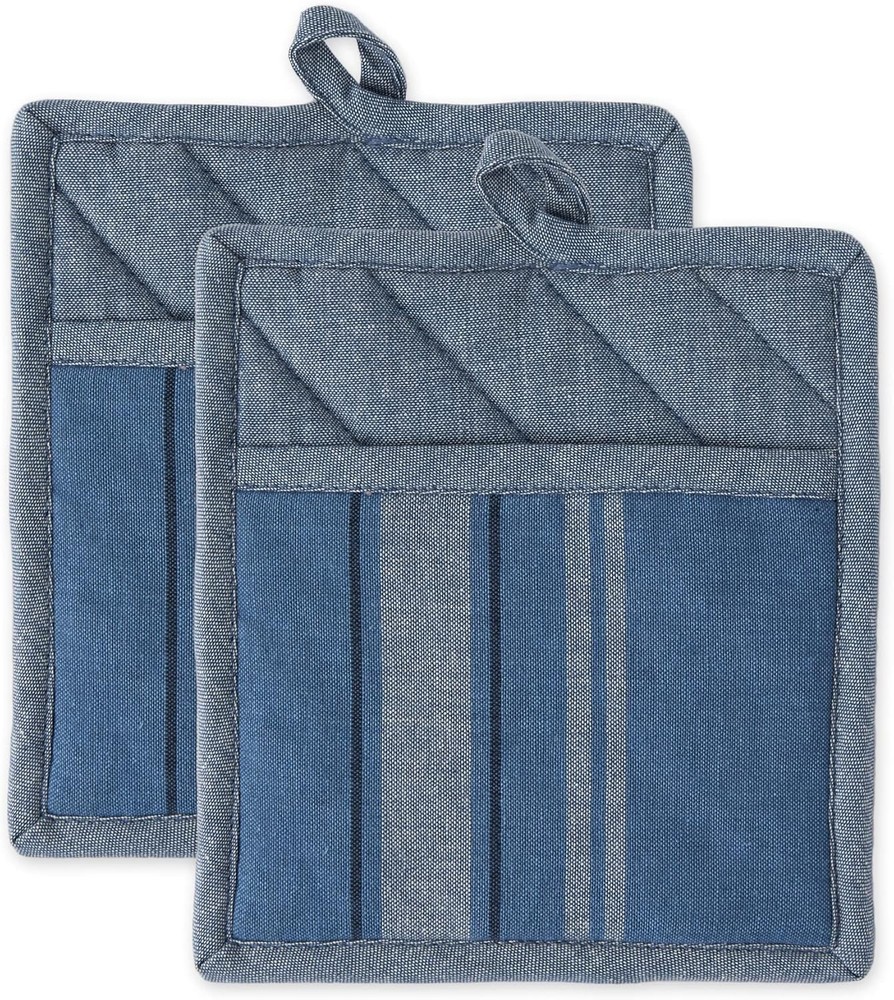 DII French Stripe, Kitchen Collection, Chambray Blue, Blue