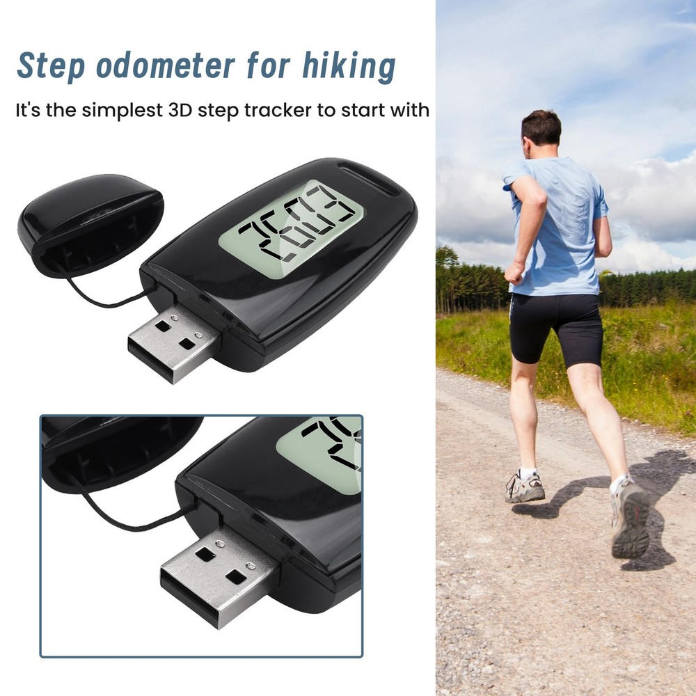 Simple Step Counter,Walking 3D Pedometer with Rechargeable Battery,1237