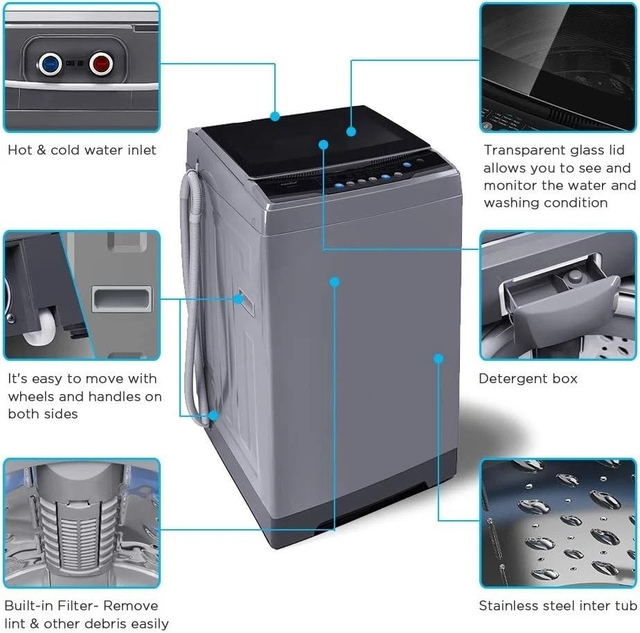 COMFEE’ 1.6 Cu.ft Portable Washing Machine, 11lbs Capacity Fully Automatic Co...