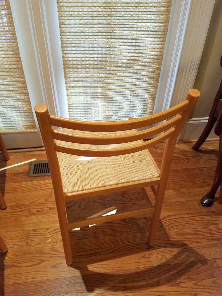5 Mid Century Maple Chairs With Woven Rush Seats