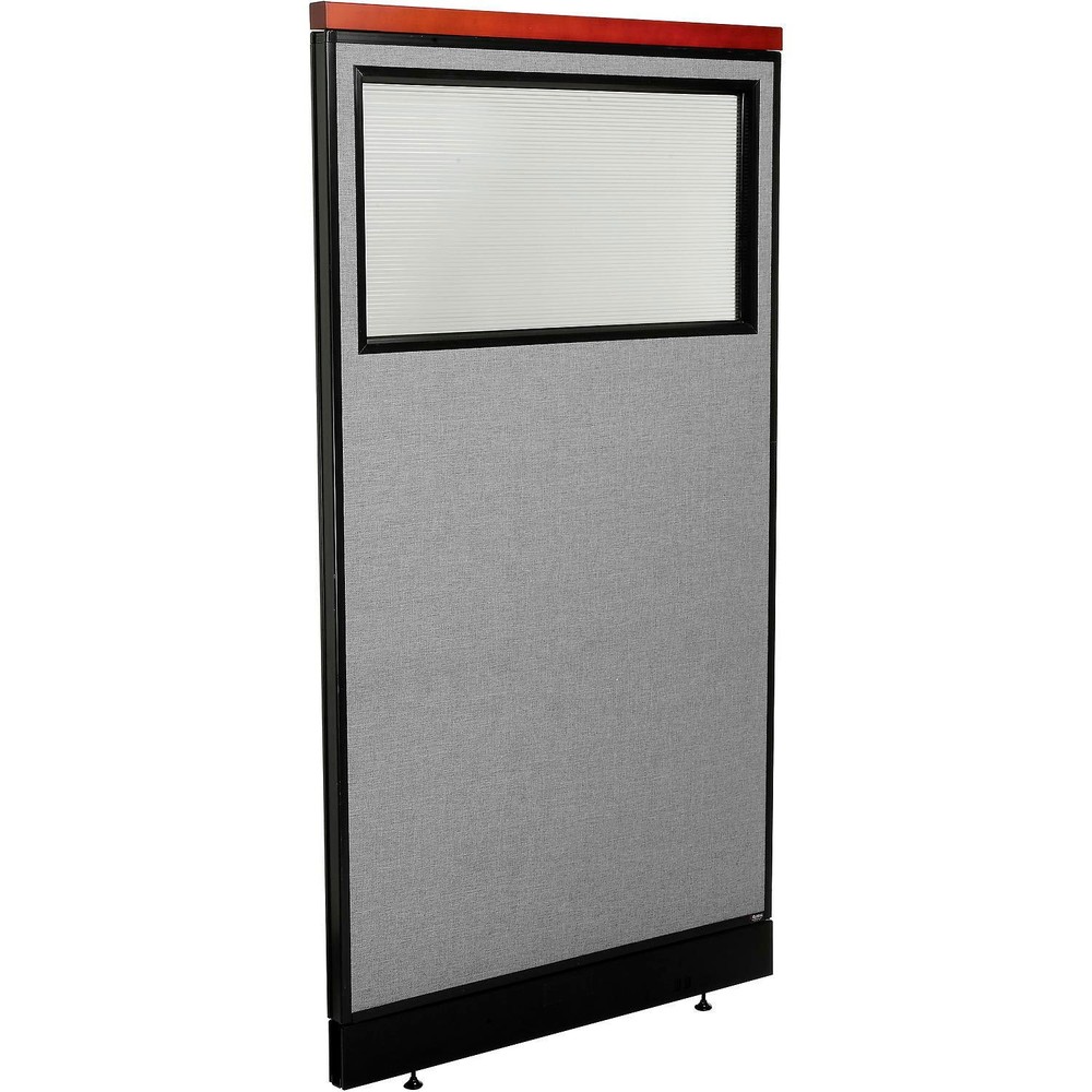 36-1/4"W x 65-1/2"H Deluxe Office Partition Panel with Partial Window  Pass-Thru